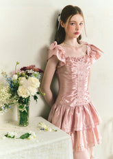Sweet Layered Pink Skirt Dress